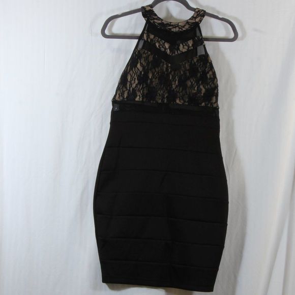 Emerald Sundae Core Social Women's Black Lace Top Cocktail Dress Size Large - Picture 1 of 9